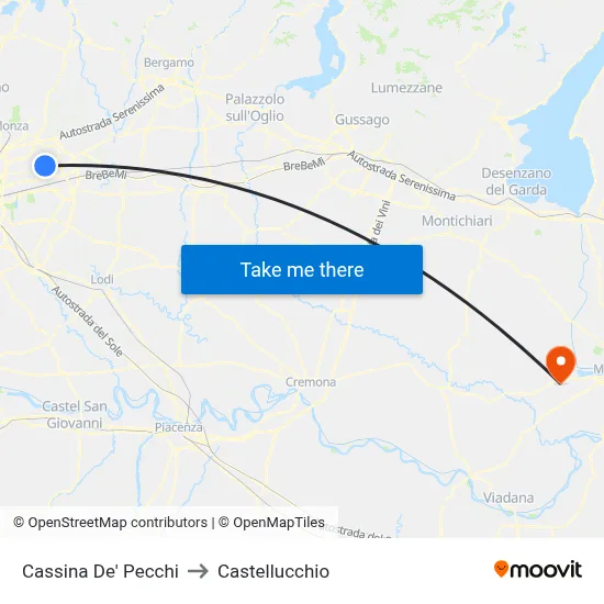 Cassina De' Pecchi to Castellucchio map