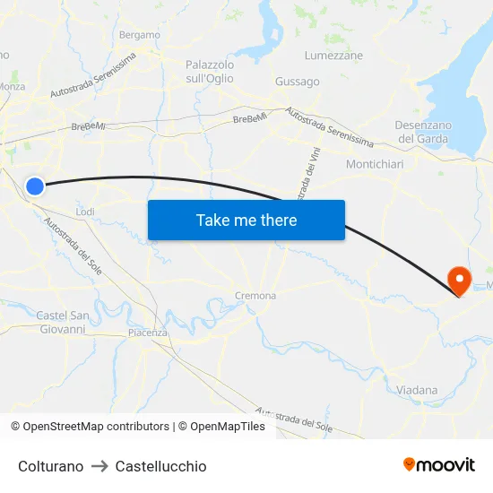 Colturano to Castellucchio map
