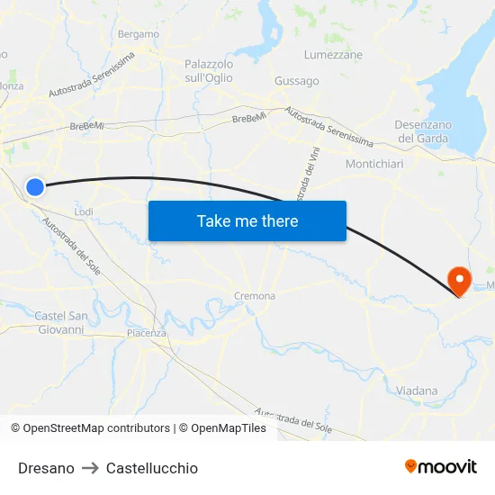 Dresano to Castellucchio map