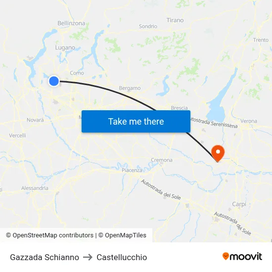 Gazzada Schianno to Castellucchio map