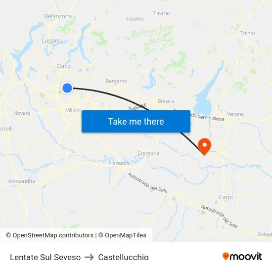 Lentate Sul Seveso to Castellucchio map