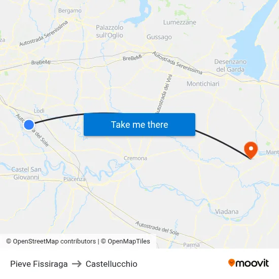 Pieve Fissiraga to Castellucchio map
