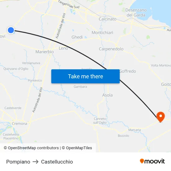 Pompiano to Castellucchio map