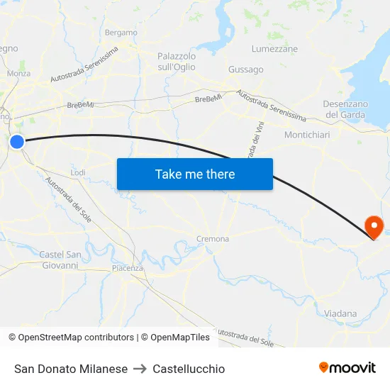 San Donato Milanese to Castellucchio map