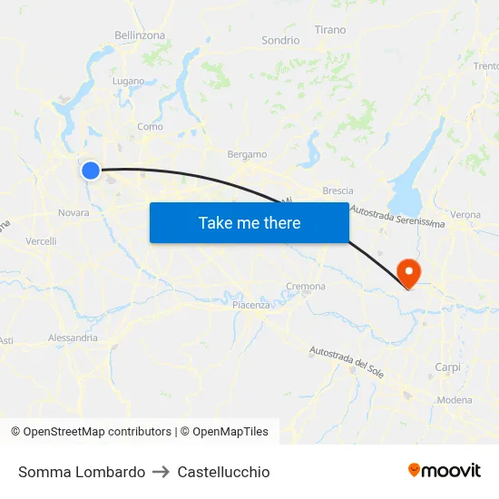 Somma Lombardo to Castellucchio map
