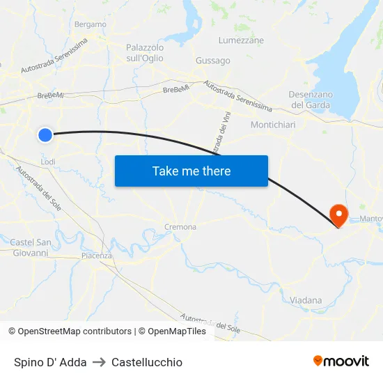 Spino D' Adda to Castellucchio map