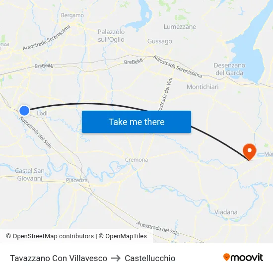 Tavazzano Con Villavesco to Castellucchio map
