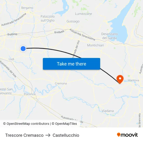 Trescore Cremasco to Castellucchio map