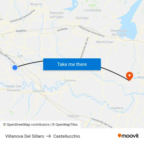 Villanova Del Sillaro to Castellucchio map