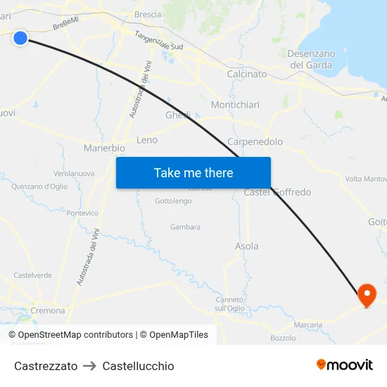Castrezzato to Castellucchio map