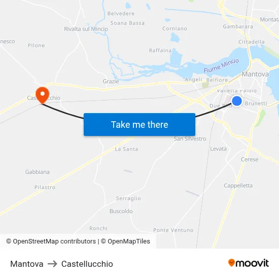 Mantova to Castellucchio map