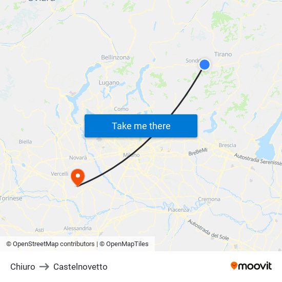 Chiuro to Castelnovetto map
