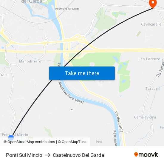 Ponti Sul Mincio to Castelnuovo Del Garda map