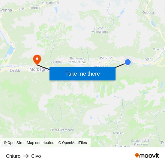 Chiuro to Civo map