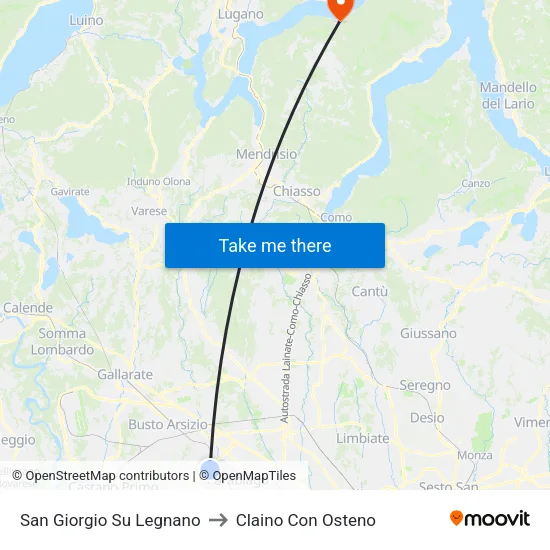 San Giorgio Su Legnano to Claino Con Osteno map