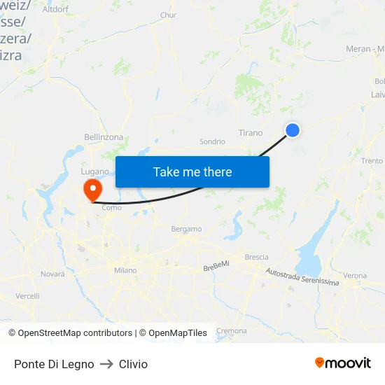 Wooden Bridge to Clivio map