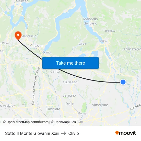 Sotto Il Monte Giovanni Xxiii to Clivio map
