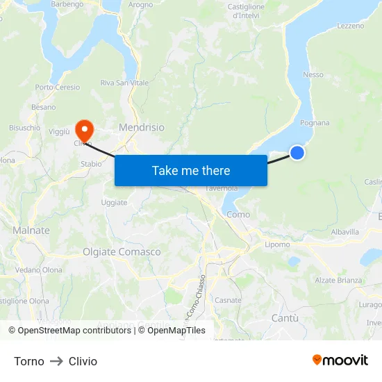 Torno to Clivio map