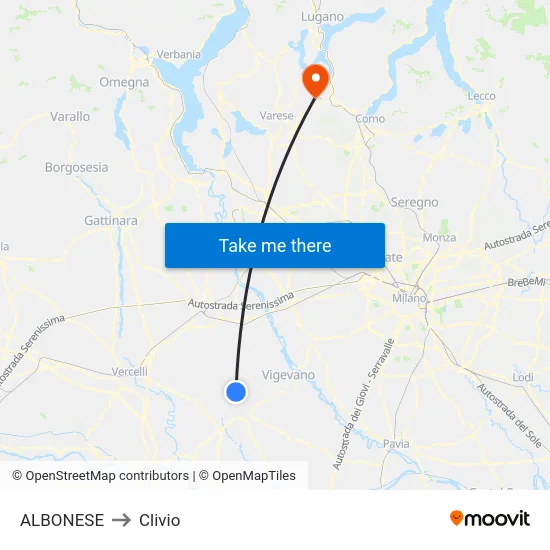 Albonese to Clivio map