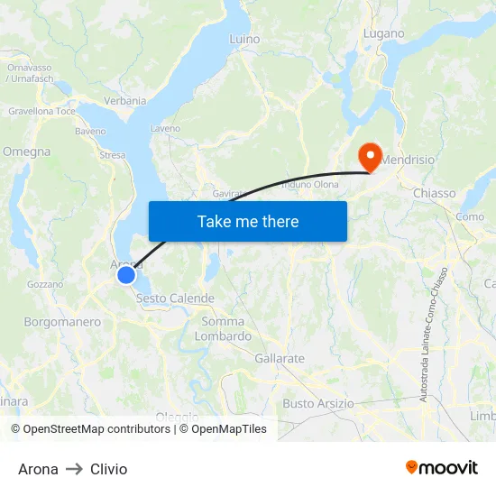 Arona to Clivio map