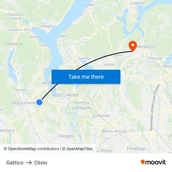 Gattico to Clivio map