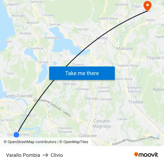 Varallo Pombia to Clivio map