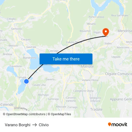 Varano Borghi to Clivio map