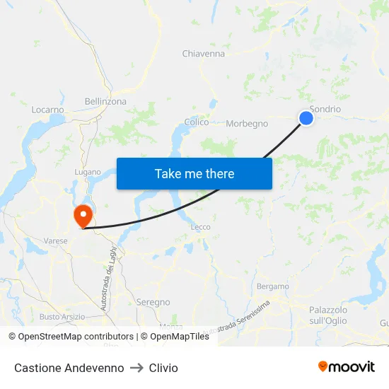 Castione Andevenno to Clivio map
