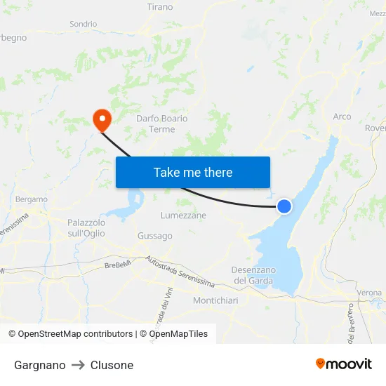 Gargnano to Clusone map