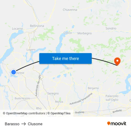 Barasso to Clusone map