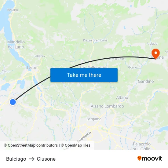 Bulciago to Clusone map