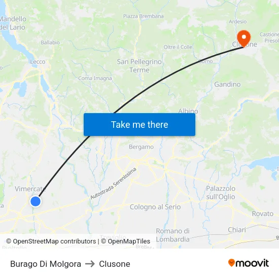 Burago Di Molgora to Clusone map