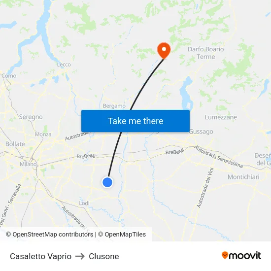 Casaletto Vaprio to Clusone map