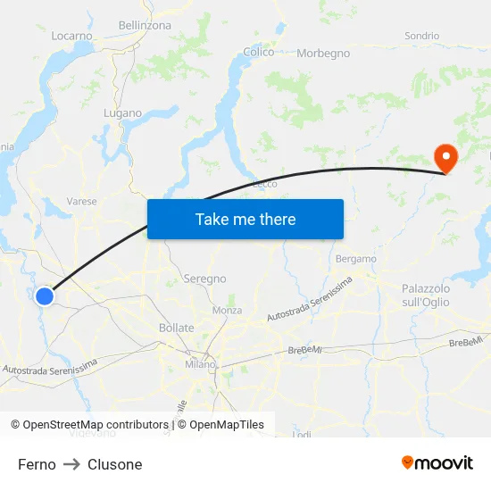 Ferno to Clusone map