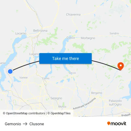 Gemonio to Clusone map