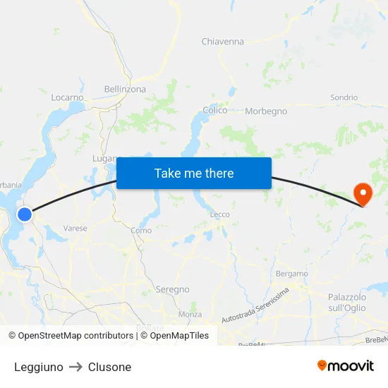 Leggiuno to Clusone map