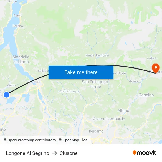 Longone Al Segrino to Clusone map