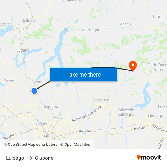 Luisago to Clusone map