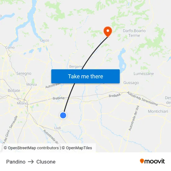 Pandino to Clusone map