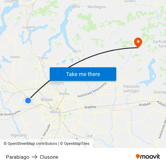 Parabiago to Clusone map