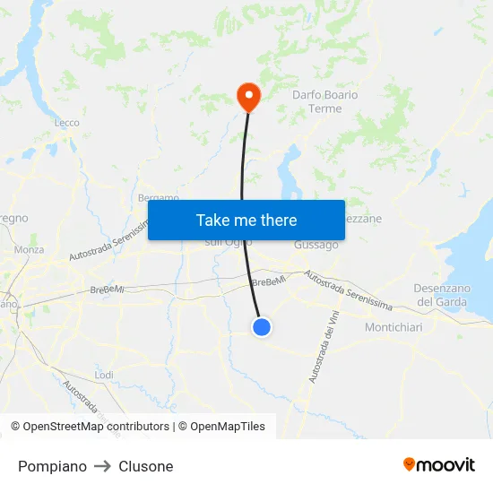 Pompiano to Clusone map