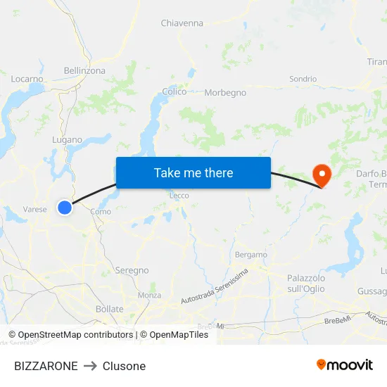 BIZZARONE to Clusone map