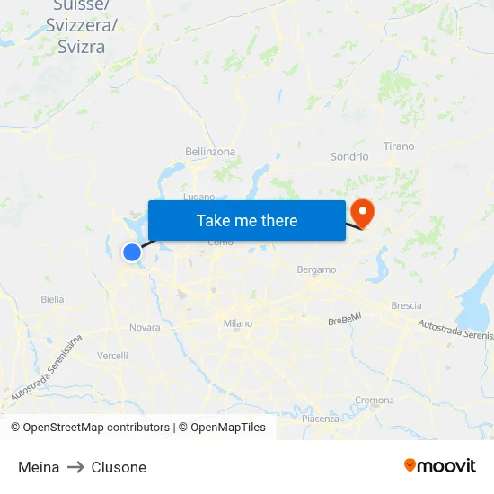 Meina to Clusone map
