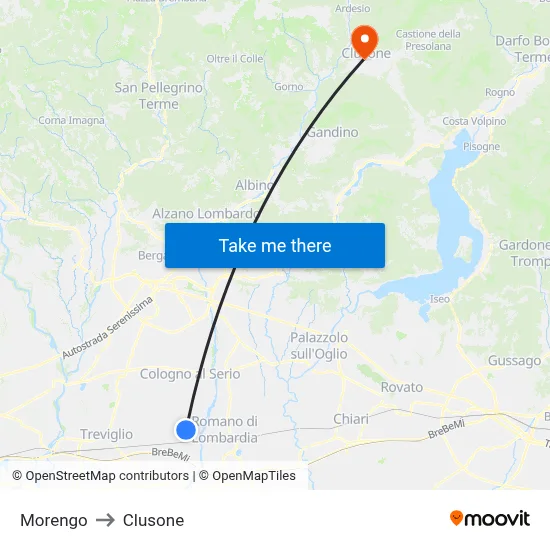Morengo to Clusone map