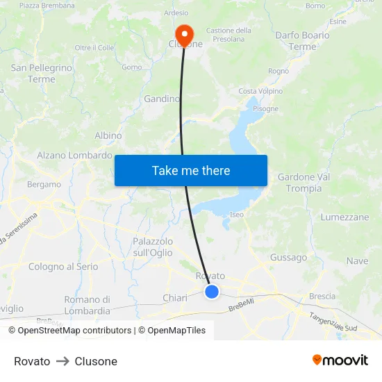 Rovato to Clusone map