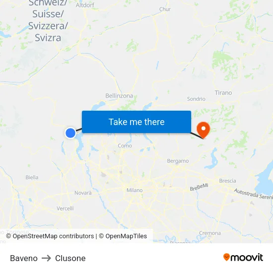 Baveno to Clusone map