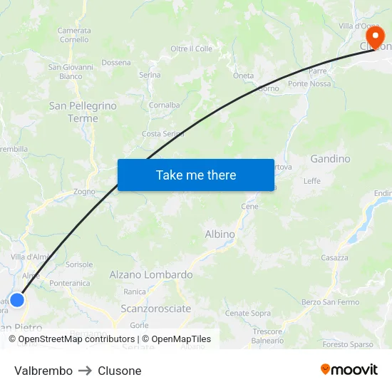 Valbrembo to Clusone map