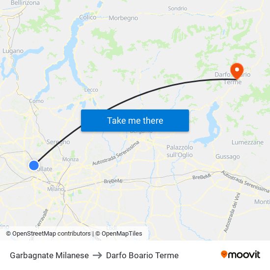 Garbagnate Milanese to Darfo Boario Terme map