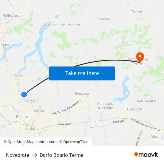 Novedrate to Darfo Boario Terme map