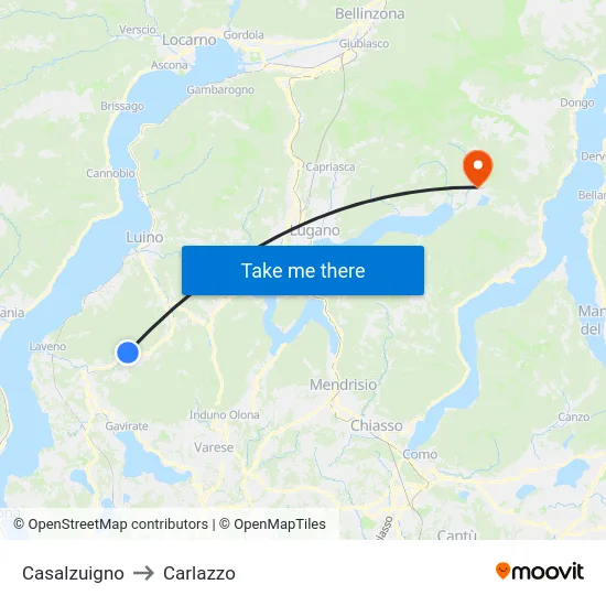 Casalzuigno to Carlazzo map